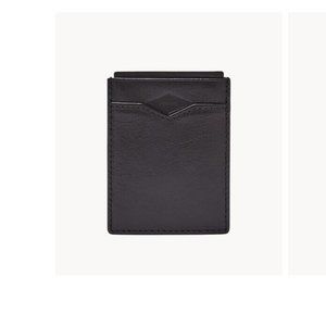 Fossil Mykel Black Leather Magnetic Card Case